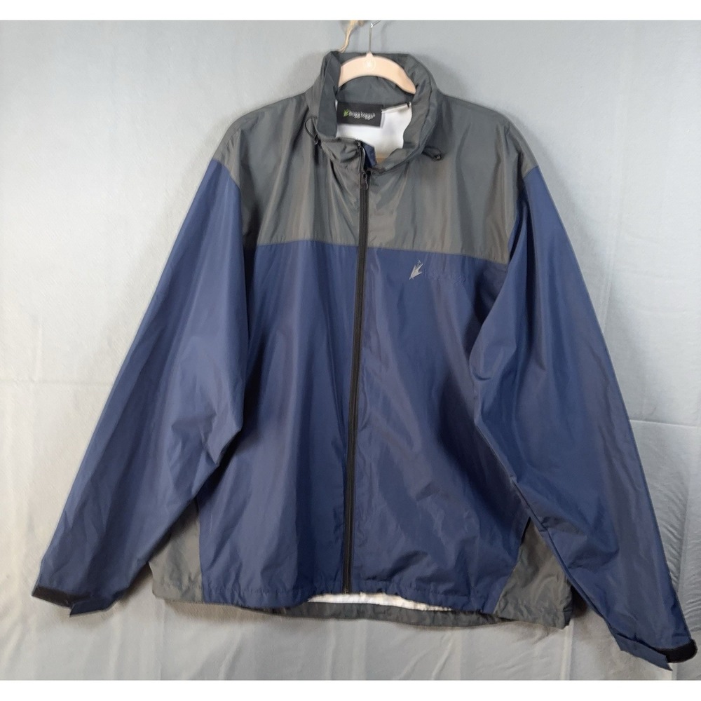 Frogg Toggs River Toadz Hooded Rain Jacket Mens XL / XXL Blue Gray Lightweight